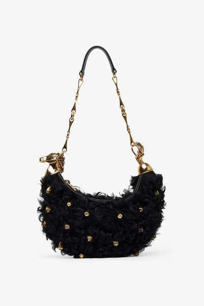 Chain horse black shoulder bag