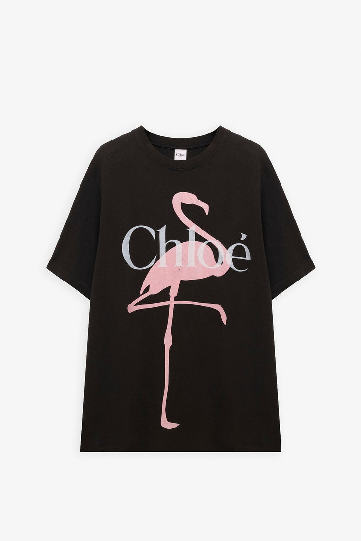 Logo black flamingo cotton t-shirt