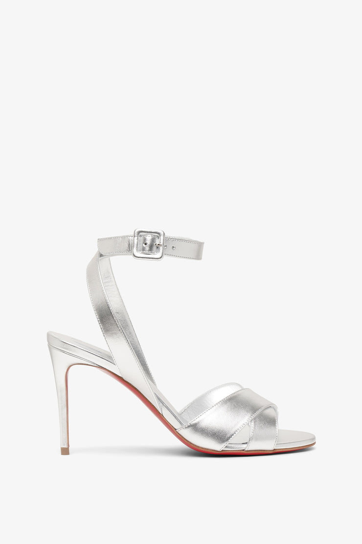 Mariza 85 silver leather laminato sandals