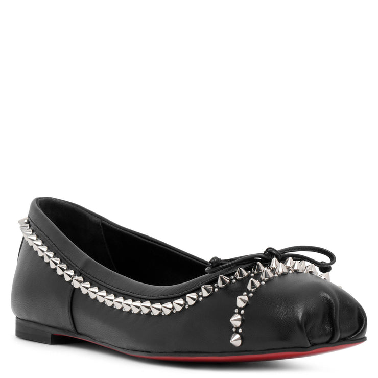 Mamadrague black leather spikes flats