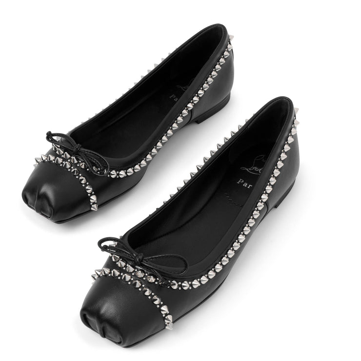 Mamadrague black leather spikes flats