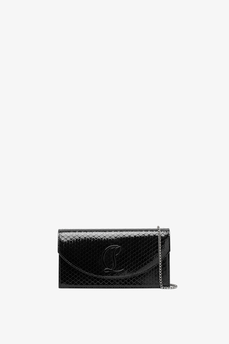 Loubi54 black patent clutch