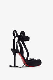 Cassia lace up 100 black satin pumps