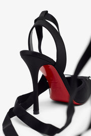 Cassia lace up 100 black satin pumps