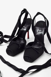 Cassia lace up 100 black satin pumps