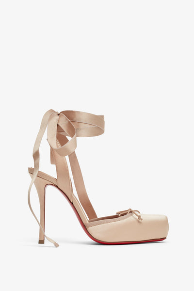 Cassia lace up 100 blush satin pumps