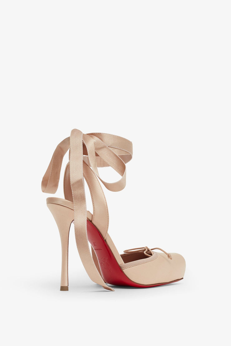 Cassia lace up 100 blush satin pumps