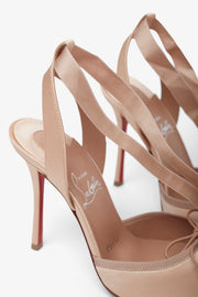 Cassia lace up 100 blush satin pumps