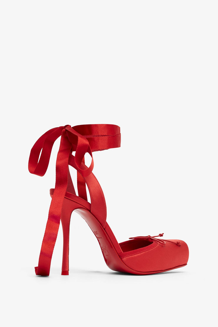 Cassia lace up 100 red satin pumps