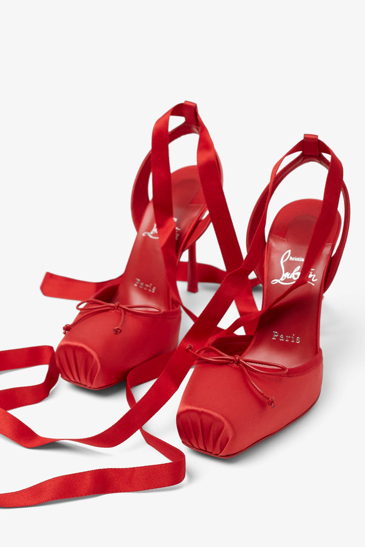 Cassia lace up 100 red satin pumps