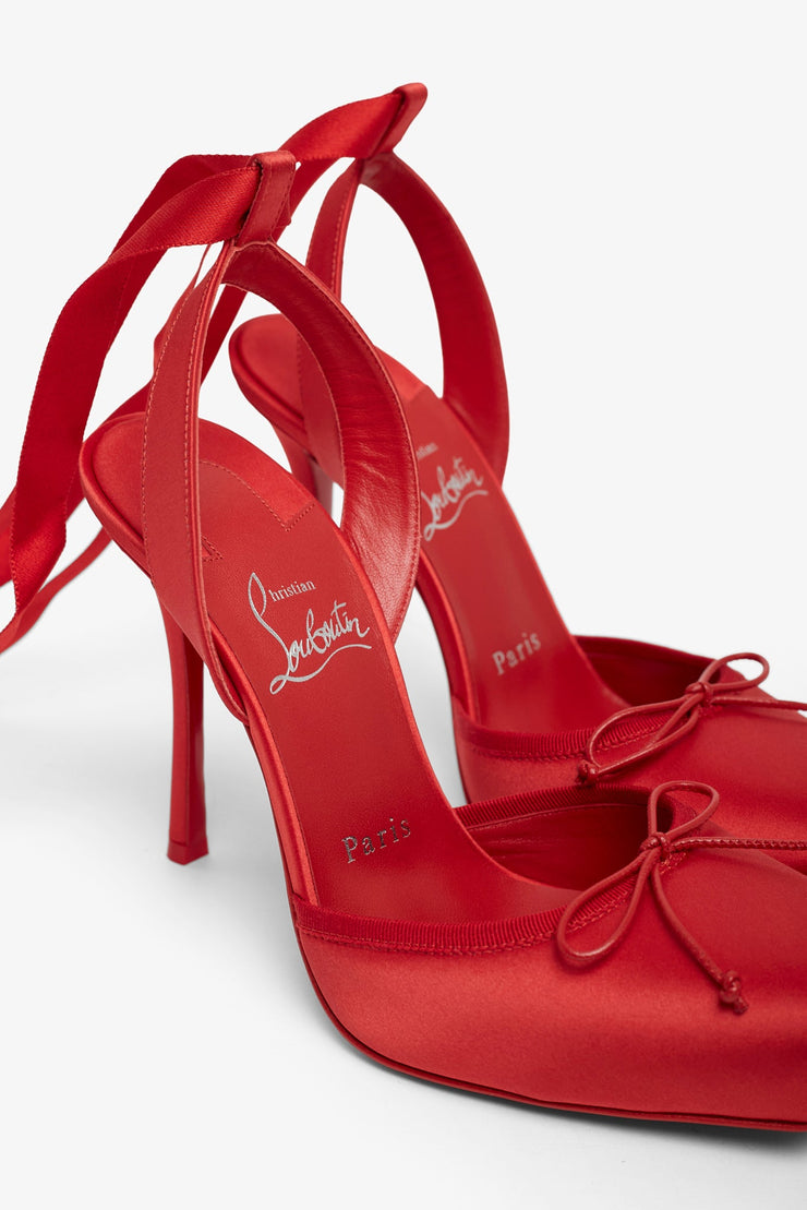 Cassia lace up 100 red satin pumps
