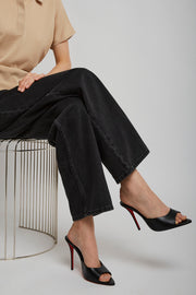 Miss Z 100 black leather mules