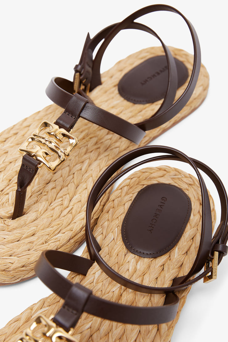 4G Liquid raffia and leather sandals