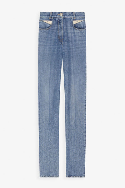 Back details denim pants