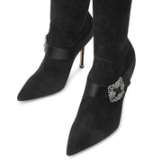 Plinianuthi black suede over-knee boots