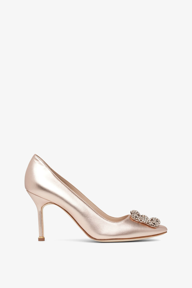 Hangisi 90 rose gold metallic nappa pumps