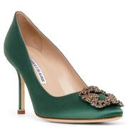 Hangisi 90 green satin pumps