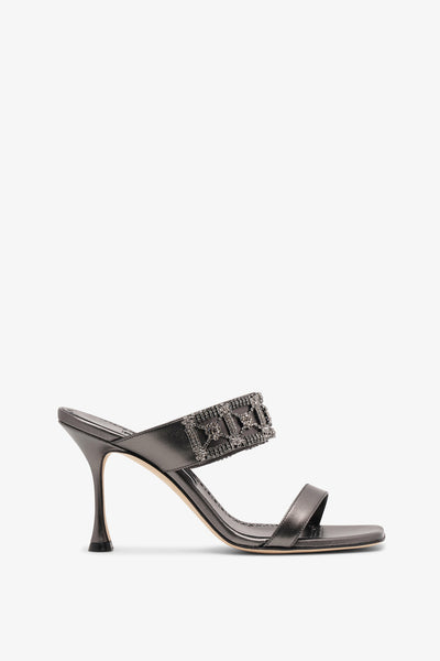 Larapa 90 grey metallic nappa sandals