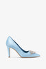 Palos 90 light blue satin pumps