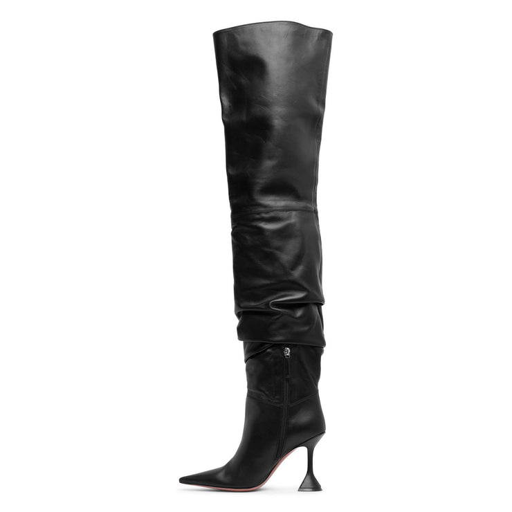 Olivia 95 black leather over knee boots