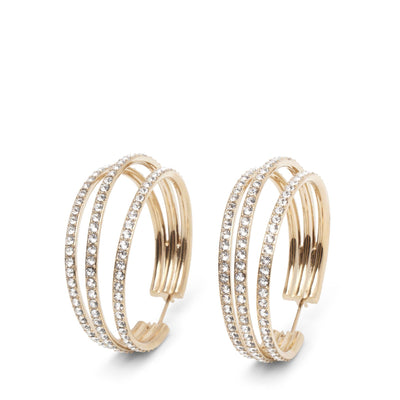 Vittoria hoop white and gold crystal earrings