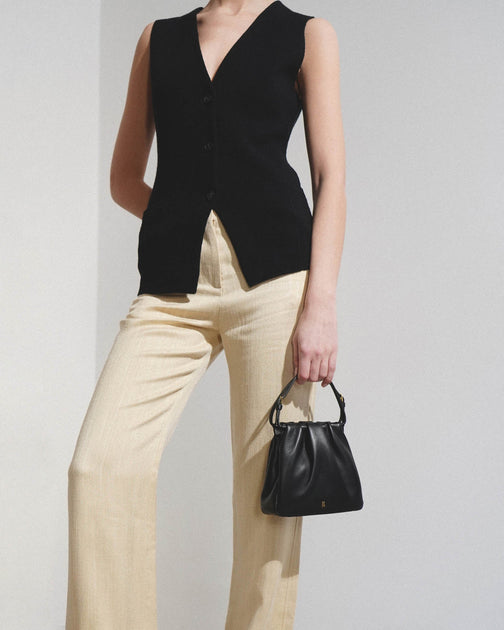 Amina Muaddi | Vittoria black leather bag | Savannahs