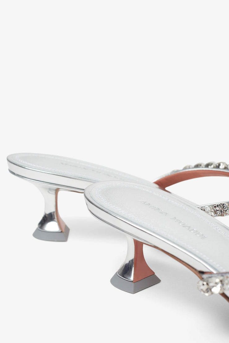 Gigi 45 silver thong mules