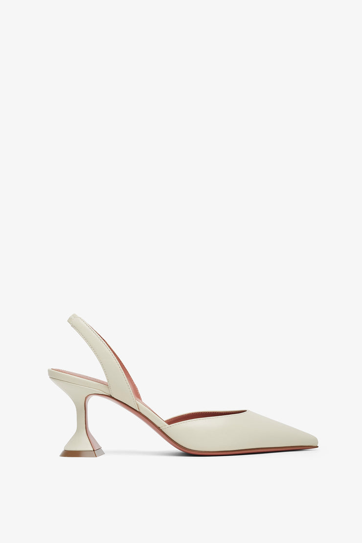 Holli 70 white leather slingbacks