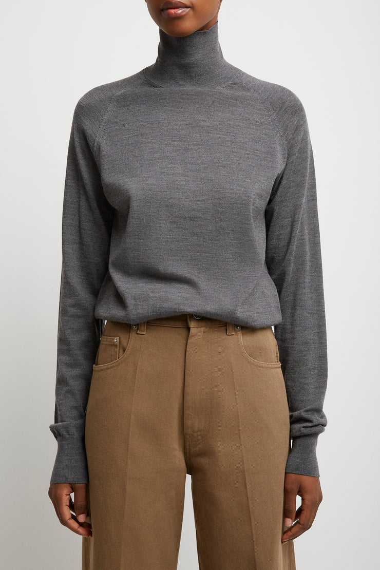 High neck grey jumper