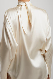 Liquid cream knot collar top