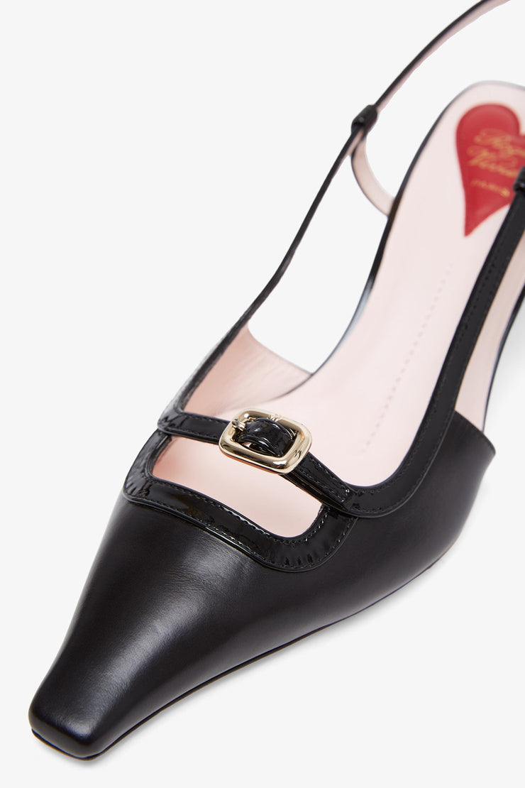 Viv Canard 55 black slingbacks