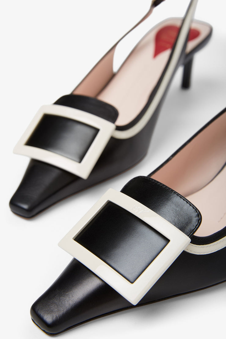 Viv canard 55 black and white slingbacks