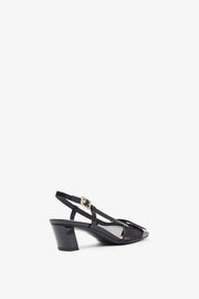 Belle Vivier 45 black mesh slingback pumps