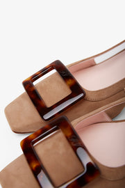 Belle Vivier beige turtle sling backs