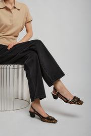 Belle Vivier 45 leopard slingbacks