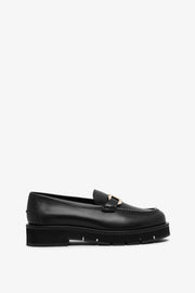 Maryan lug black leather loafer