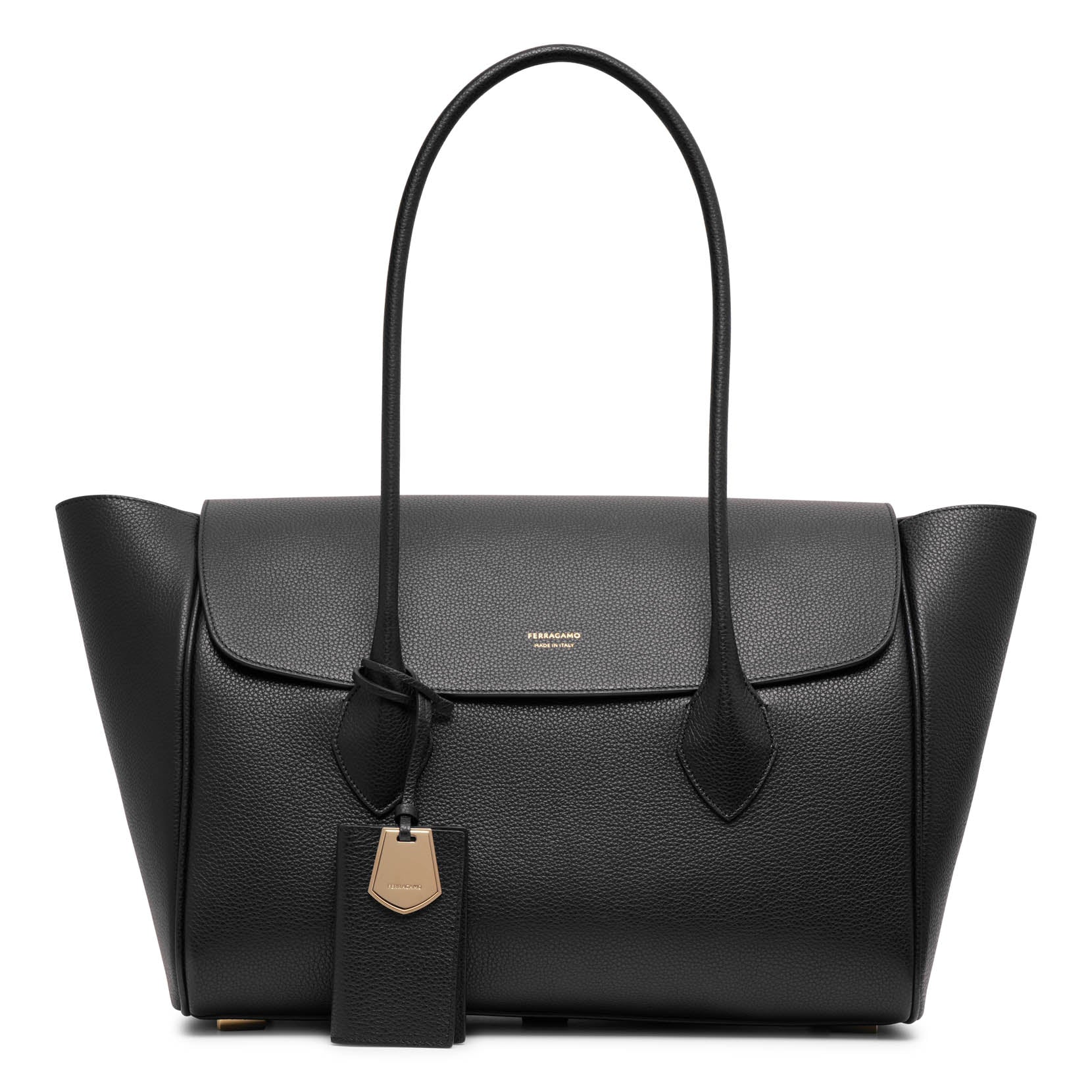 Ferragamo Classic Black Tote Bag In Animal Print