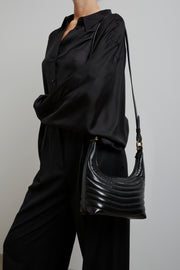 Quilted black hobo bag