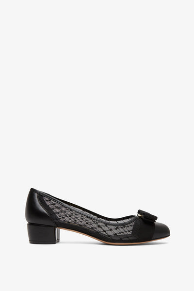 Vara black mesh pumps