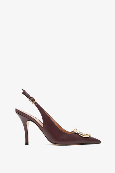 Sara 95 dark red sling pumps