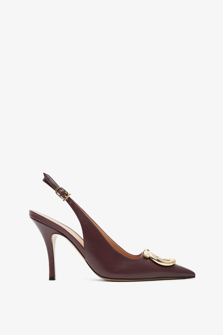 Sara 95 dark red sling pumps