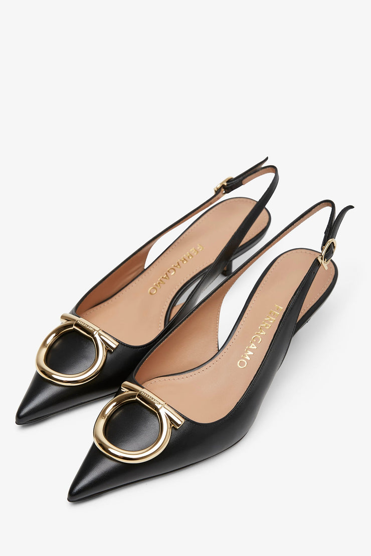 Sara 40 black sling pumps