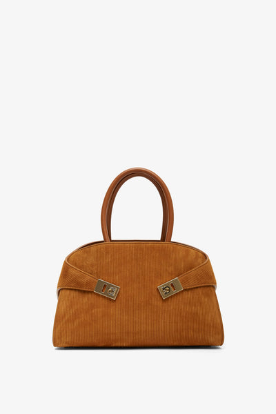 Hug S light brown suede top handle bag