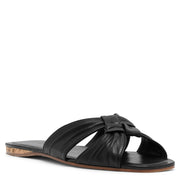 Cord black leather sandals
