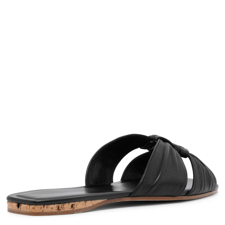 Cord black leather sandals