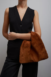 Small Bindle caramel suede shoulder bag