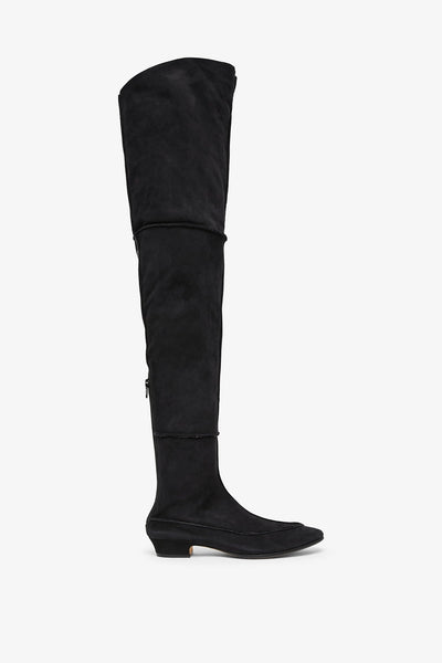 Hereditas 25 black fur over knee boots