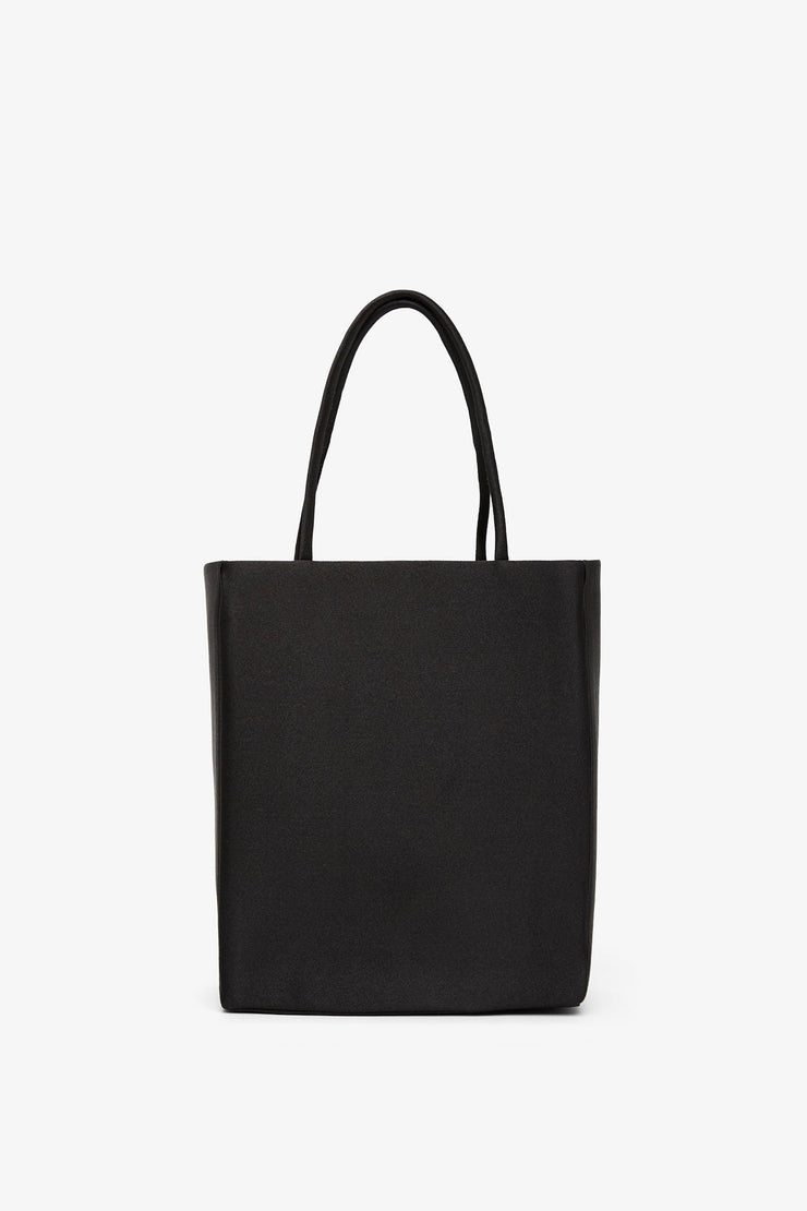 Cecily black satin tote bag