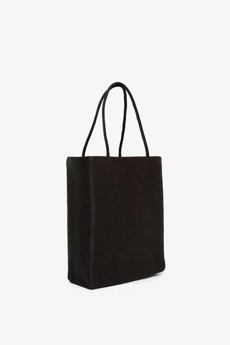 Cecily black satin tote bag