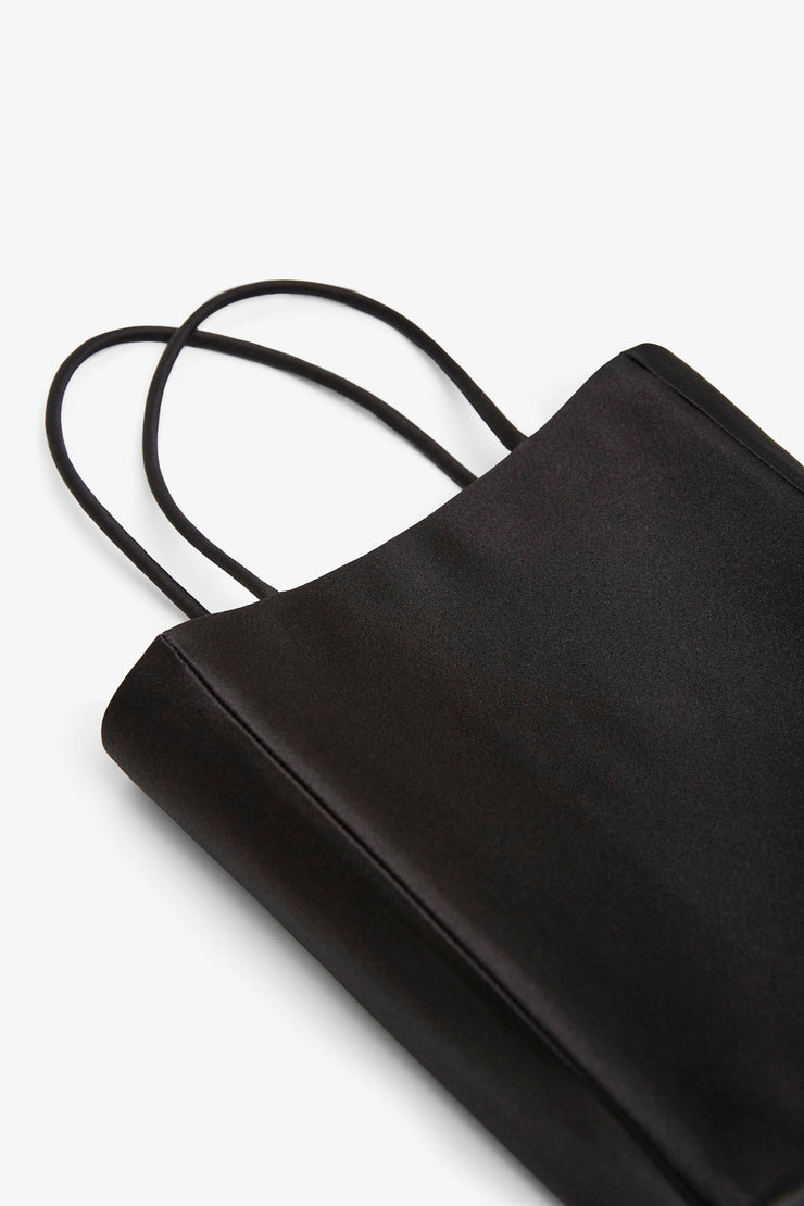 Cecily black satin tote bag